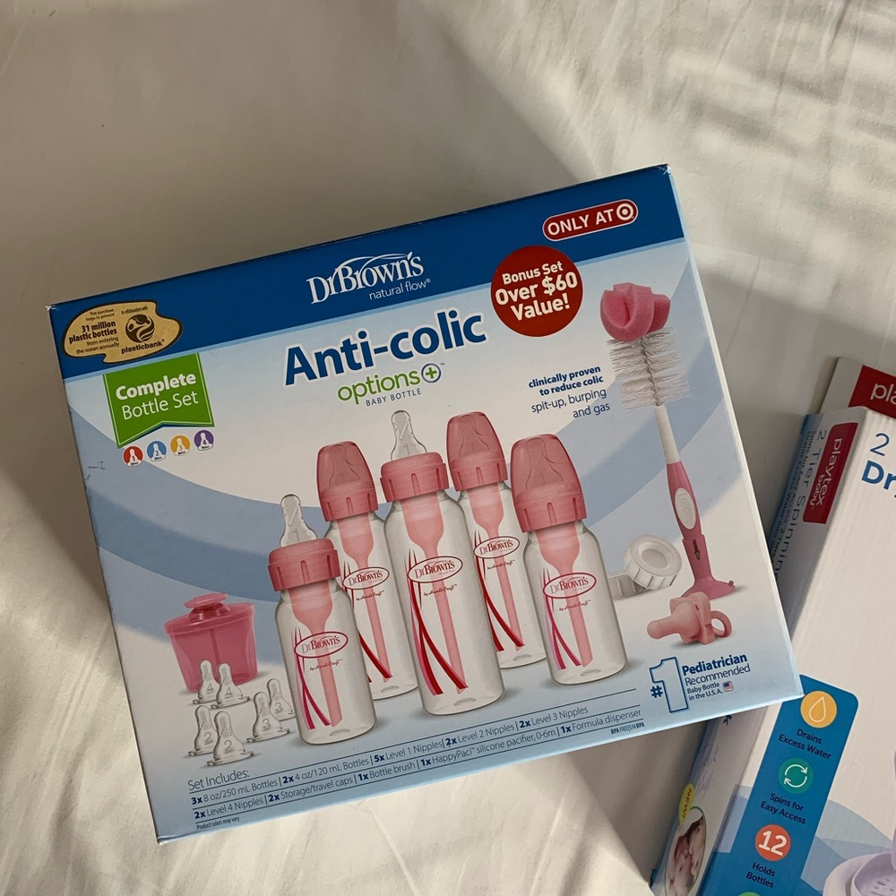 NEW Dr. Brown’s Anti-Colic Bottle Set Pink | 5 Bottles + Nipples & Accessories